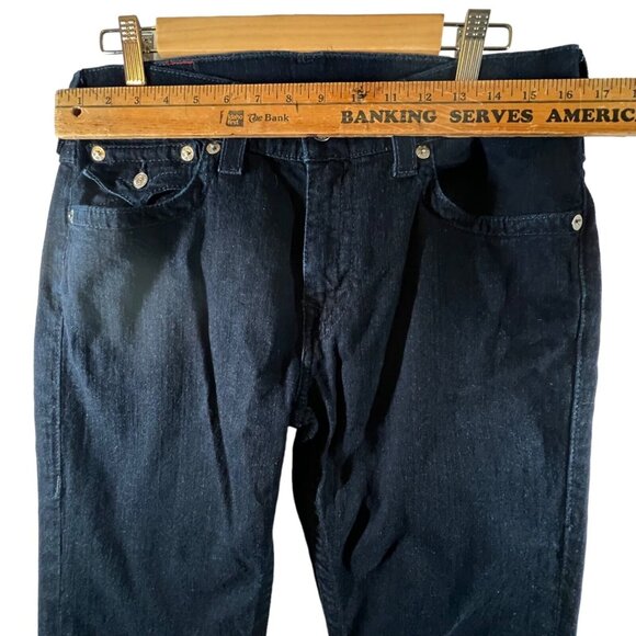 True Religion Rocco Relaxed Skinny Jeans Blue Denim Dark Wash Sz 33 flap Pocket - Picture 8 of 14